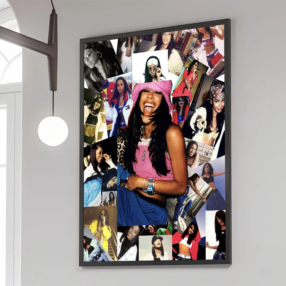 1pc Singer A-Aaliyah Poster Movie Sticky Posters Retro Kraft Paper Sticker DIY Room Bar Cafe Aesthetic Art Wall Painting
