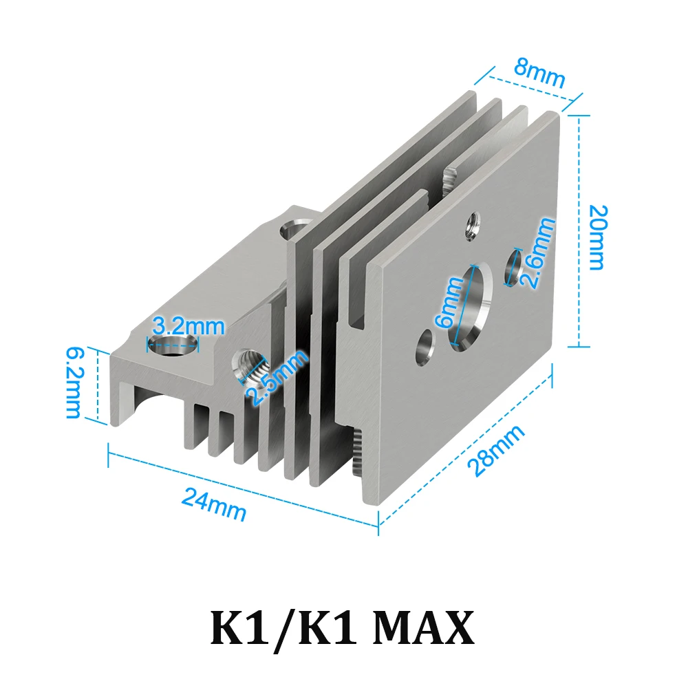 Aluminiowy radiator do ekstrudera Creality K1/K1Max, metalowy radiator do Creality K1Max/K1C, części do drukarek 3D — zdjęcie produktu 2