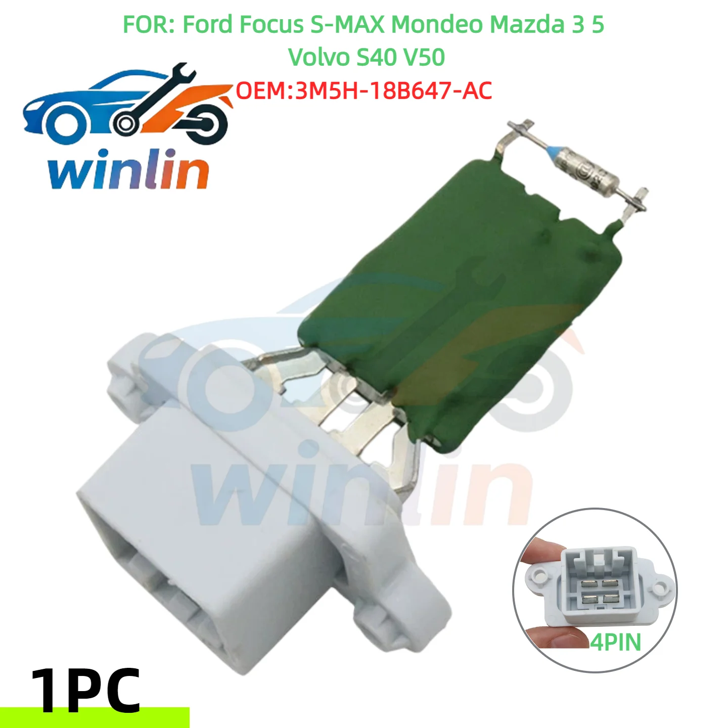

New Blower Motor Resistor For Ford Focus S-MAX Mondeo Mazda 3 5 Volvo S40 V50 OEM 3M5H-18B647-AC 3M5H18B647AC 3M5H-18B647-AB