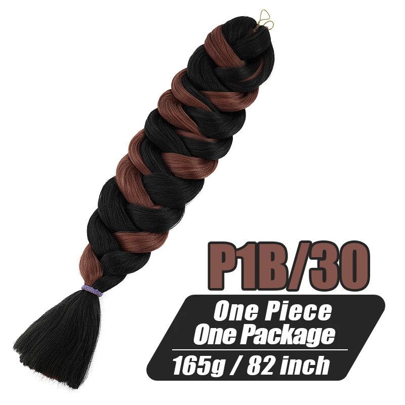 82 Zoll langes Kanekalon Jumbo Flechthaar, synthetische Zöpfe, Häkelhaarverlängerungen, 165 g, vorgedehnter Zopf für schwarze Frauen