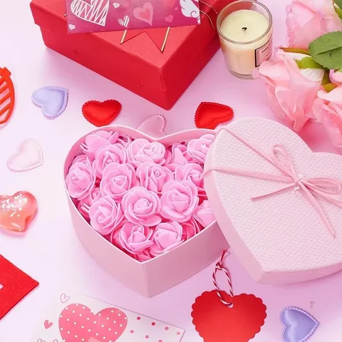 100/200/300 st 3,5 cm konstgjorda blommor skum PE roshuvuden DIY alla hjärtans dag rosor bröllop godisask dekoration brud tillbehör 10 best sales godisbordsdekorationer - №6
