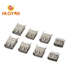 【30-10PCS】USB socket USB-A female AF180 degree female holder type A 13.7mm 17.5 straight foot vertical hem/flat port