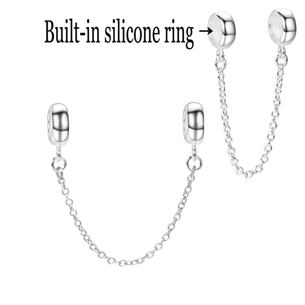 New 925 Silver Multi Bead Safety Chain Fit for Bracelets Ladies DIY Fashion Jewelry Birthday Anniversary Commemorative Gift