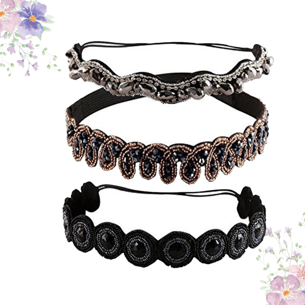 

3pcs Hairbands For Women Headbands Wide Hairbands for Women Crystal Retro Accessories Anti-slip Elastic Hairstyle