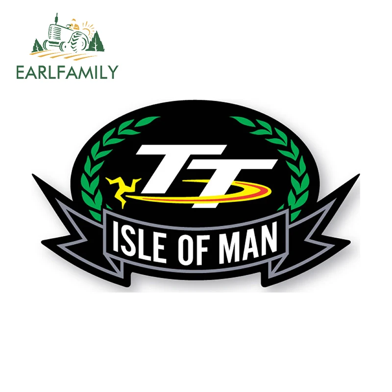 EARLFAMILY 13cm x 7.6cm Isle of Man TT Race Logo Funny Car Stickers Bumper Occlusion Scratch Decal Skateboard Vinyl Accessories