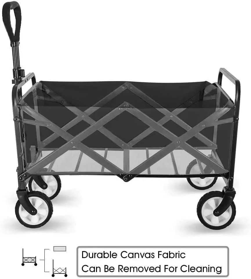 Foldable Wagon, Beach Cart Large Capacity, Heavy Duty Folding Wagon Portable, Collapsible Wagon for Sports, Shopping