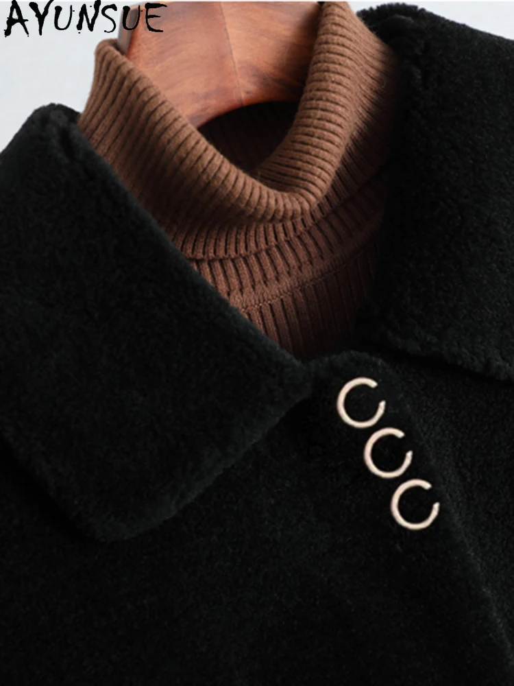 AYUNSUE 100% Natural Wool Coats for Woman Clothes Mid Length Fur Coat Woman Clothes High Quality New in Outerwears Abrigo Mujer