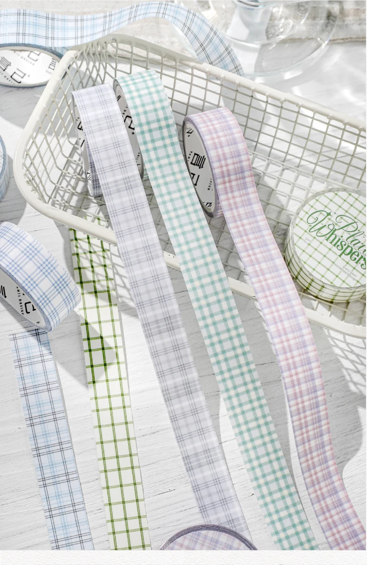 Journal GO 1,5 cm x 2 m kariertes Washi-Tape für Scrapbooking, Collage, Junk Journaling, selbstklebendes Masking Tape, niedliches Klebeband, Schreibwaren – Detail 8