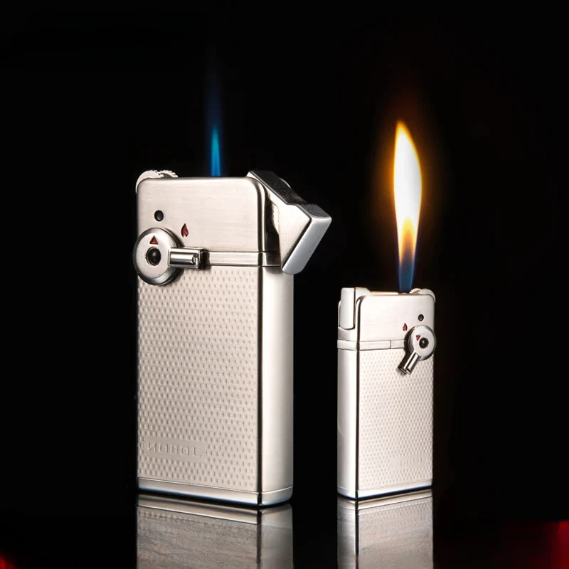 2024 New Double Flame Deformation Wheel Lighter Metal Cigar Inflatable Windproof Lighter Smoking Men Exquisite Gift