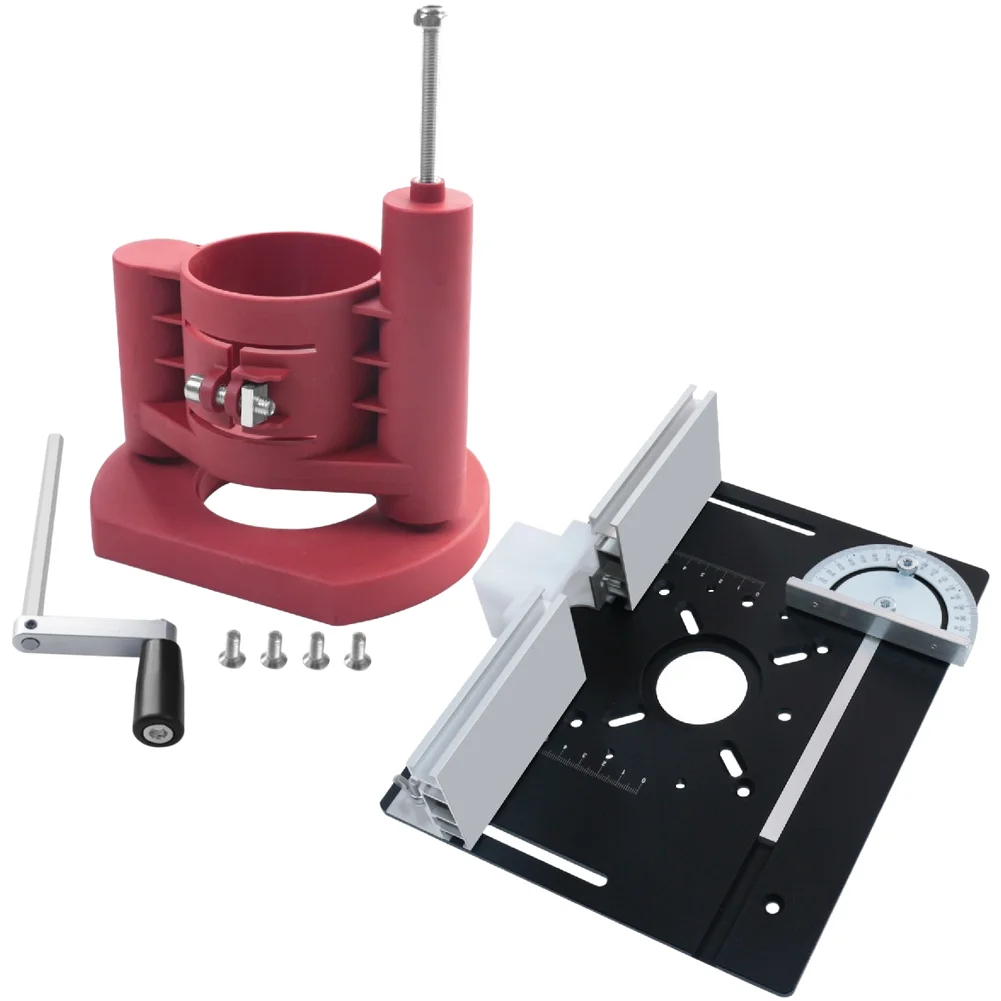 Router Table Lift Base Kit Aluminum Alloy Fence For Woodworking CNC For Edge Trimming Quick Height Adjustment Compatible 63.8mm