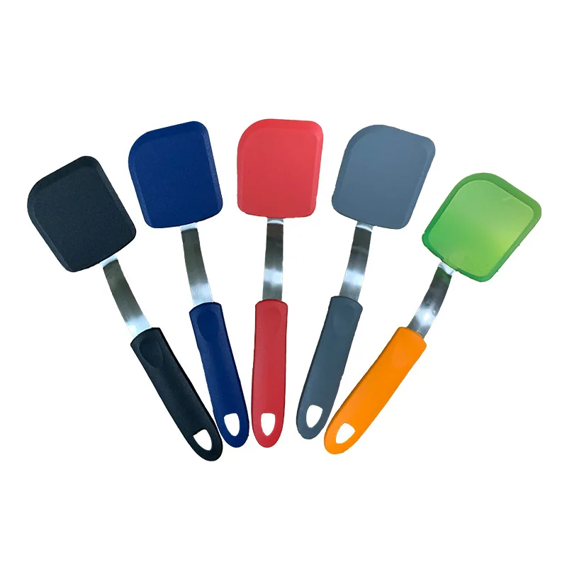 Factory stock silicone frying spatula, heat-resistant silicone pot spatula, fried egg spatula, stainless steel cooking non stick