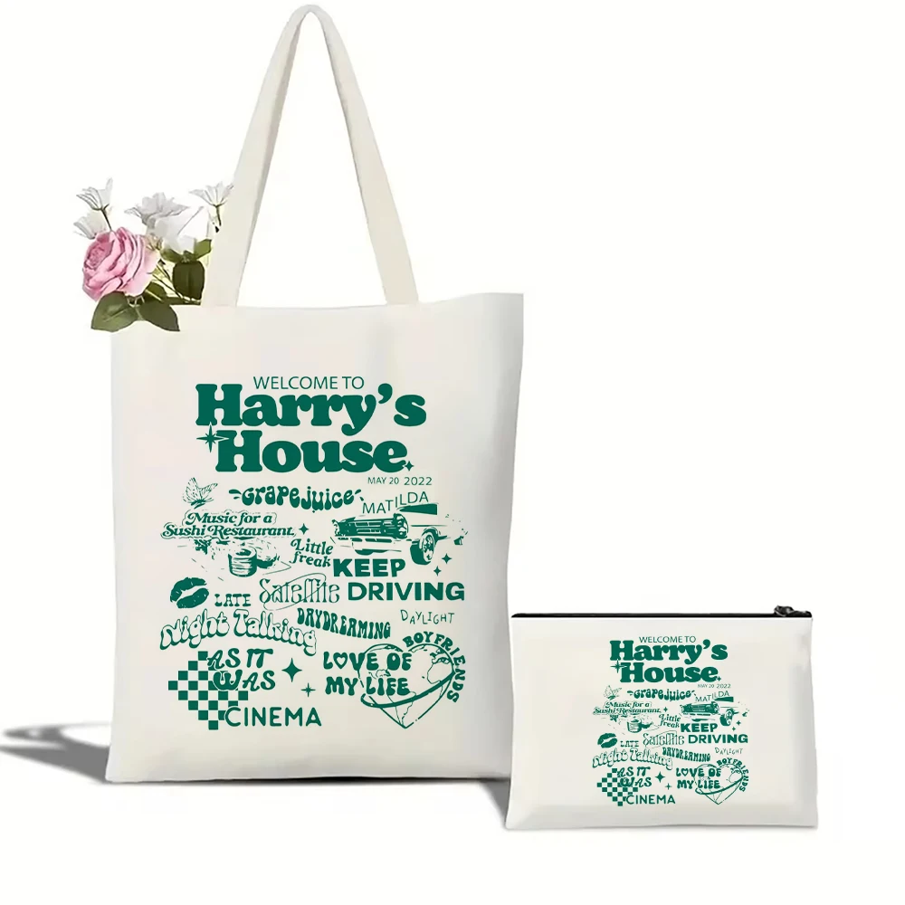 Welcome To Harry’s House Keep Driving Tote Bag Canvas Tote Bag Large Capacity Shopping Bags Shoulder Handbag