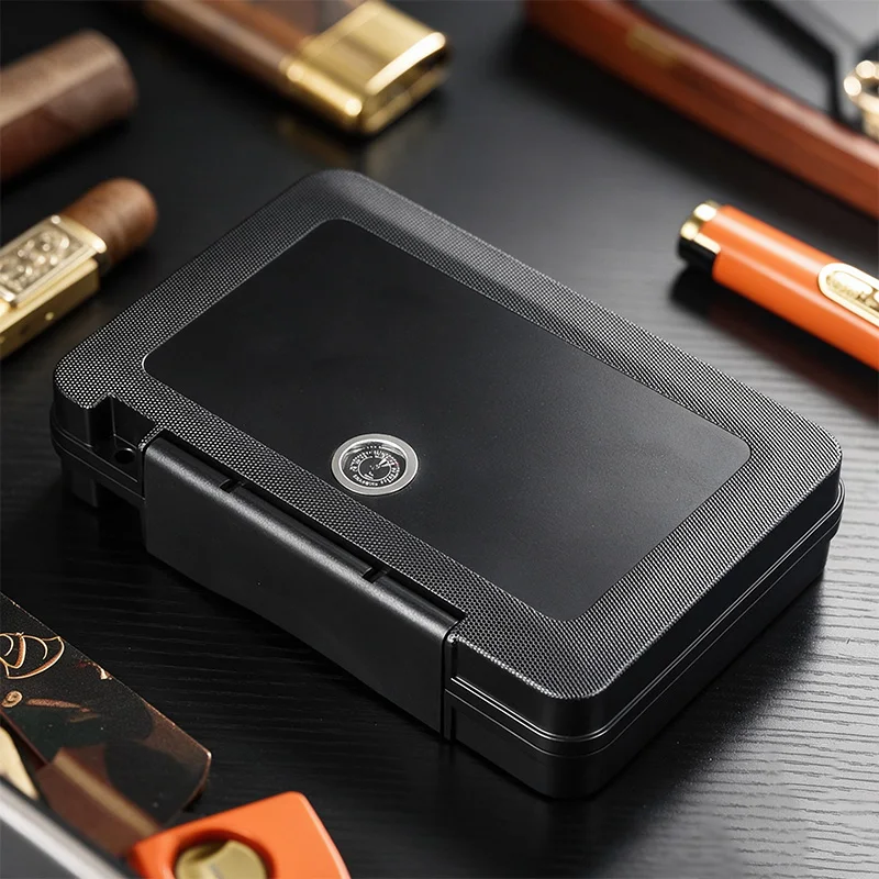 Portable Waterproof Cigar Humidor Case with Hygrometer, Shockproof Travel Cigar Storage Box for 5 Cigars Cigar Lover Gift