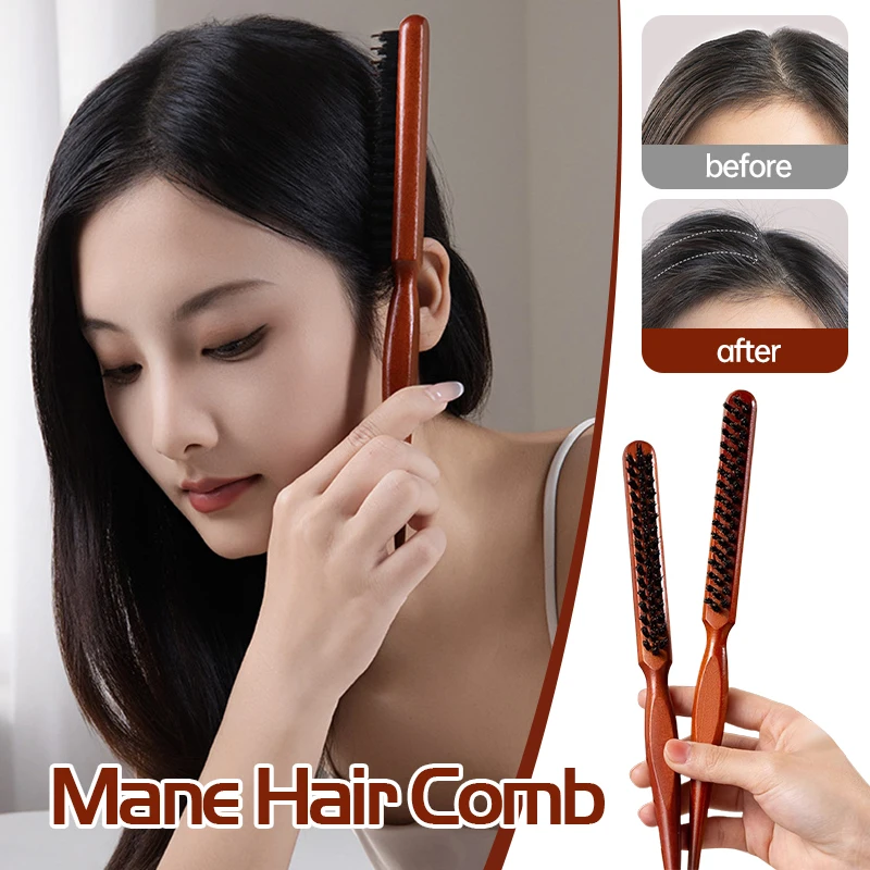 

Natural Boar Bristle Comb Wooden Handle Hair Brush Anti-Static Salon Hair Comb Scalp Massage Hairdresser Styling Tool 1pc