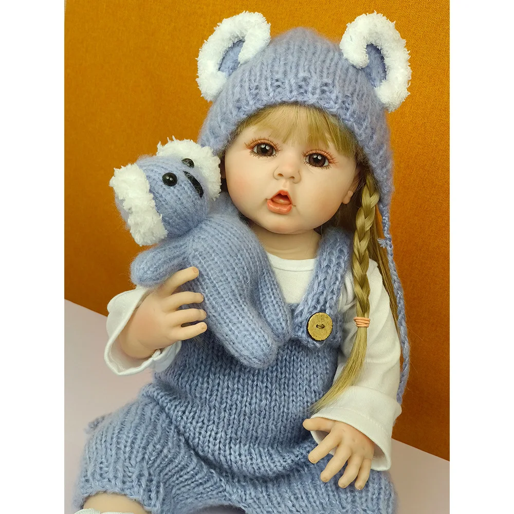 Cute Rebirth Doll 55cm Soft Enamel Can Stand and Sit Girl Children's Toy Washable Simulation Baby