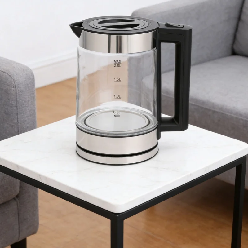 2000W Electric Turkish Tea Maker Glass Kettle 2L With 08L Infuser Teapot