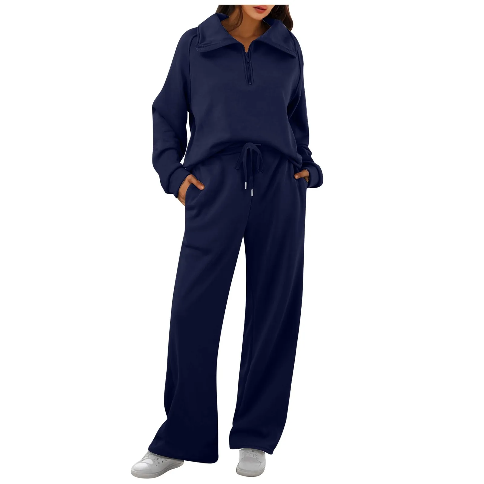 Womens 2 Piece Outfits Sweatsuit Oversized Loose Sweatshirt and Wide Leg Pants Matching Lounge Set Fall Tracksuits