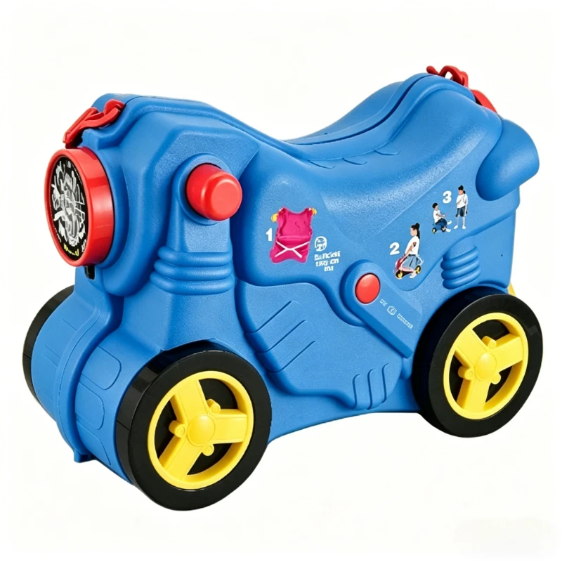 Fotografia 5: Mala de Viagem Infantil para Moto – Carrinho de Plástico Portátil Divertido com Rodas Unidirecionais