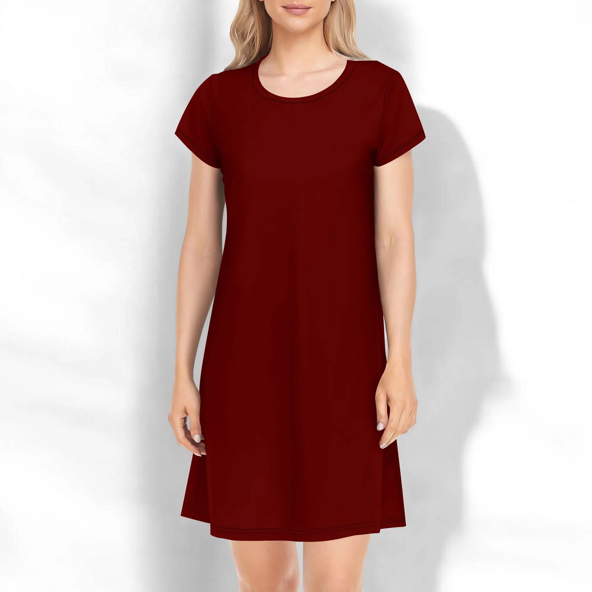 Robes t-shirt décontractées d'été pour femmes, couverture à manches courtes, robe ample de plage