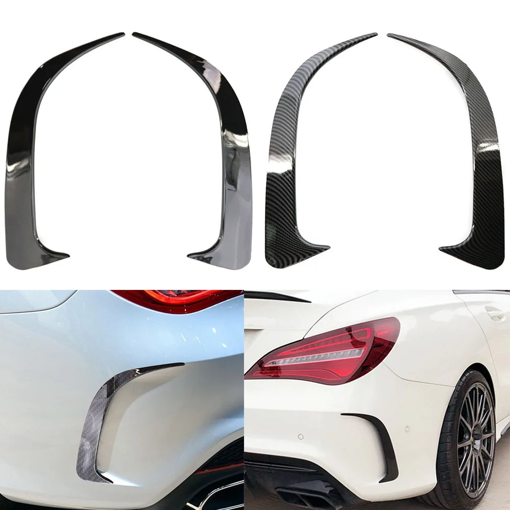 For Mercedes-Benz CLA 45 AMG W117 250 200 2014-2018 Gloss Black ABS Rear Bumper Lip Spoiler Canards Vents Car Accessories