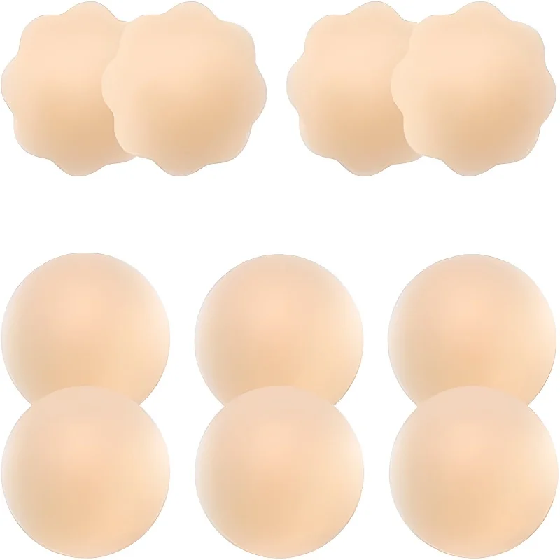 2/4/6/12 Pcs Silicone Nipple Cover Reusable Bra Sticker Breast Petal Strapless Invisible Self-Adhesive Anti-Bump Chest Stickers