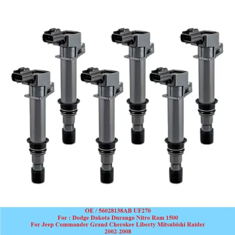 

Set of 6 Ignition Coil UF270 for Dodge Dakota Durango Nitro Ram 1500 For Jeep Commander Grand Cherokee Liberty Mitsubishi Raider