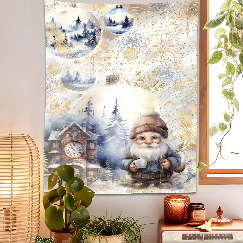 White Christmas Snowman Tapestry Christmas Wall Hanging Tapestry | Soft Fabric Mural Decor for Bedroom & Living Space