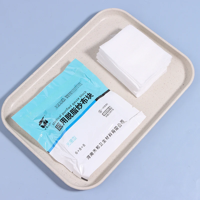 Almohadilla de gasa médica absorbente para vendaje de heridas, Kit de primeros auxilios estéril, 10 piezas, 6x8CM, 8 capas