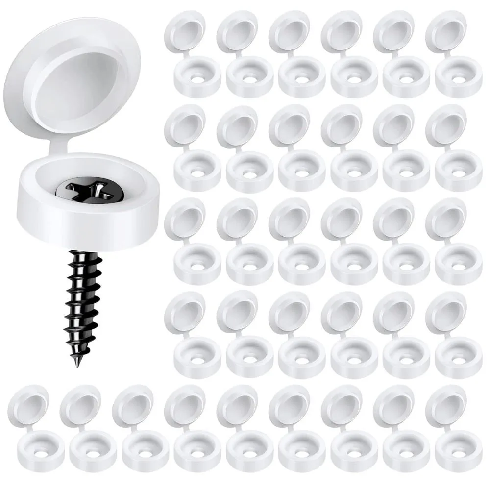 

100Pcs New White Screw Decorative Cover Bolts Hardware Self-Tapping Hinged Screw Cover Caps Fold Snap Protective Cap Button
