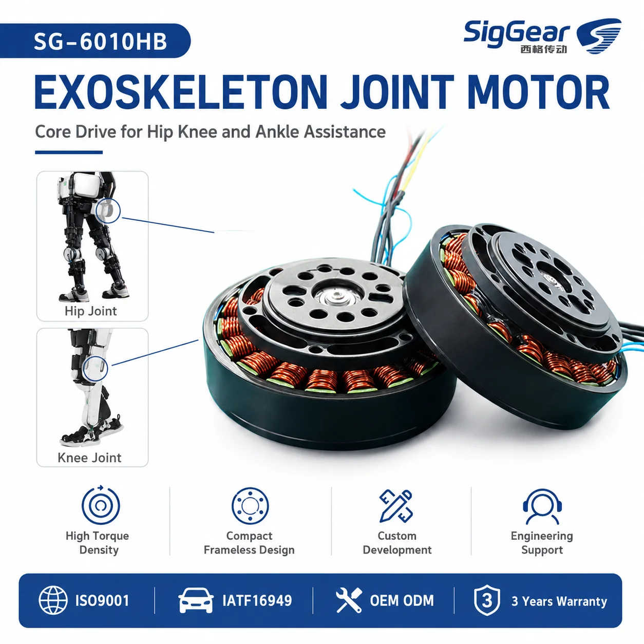Exoskeleton Motor FOC Brushless DC Motor High Torque Robot Joint Actuator for Humanoid Robot Wearable Robotics OEM Custom