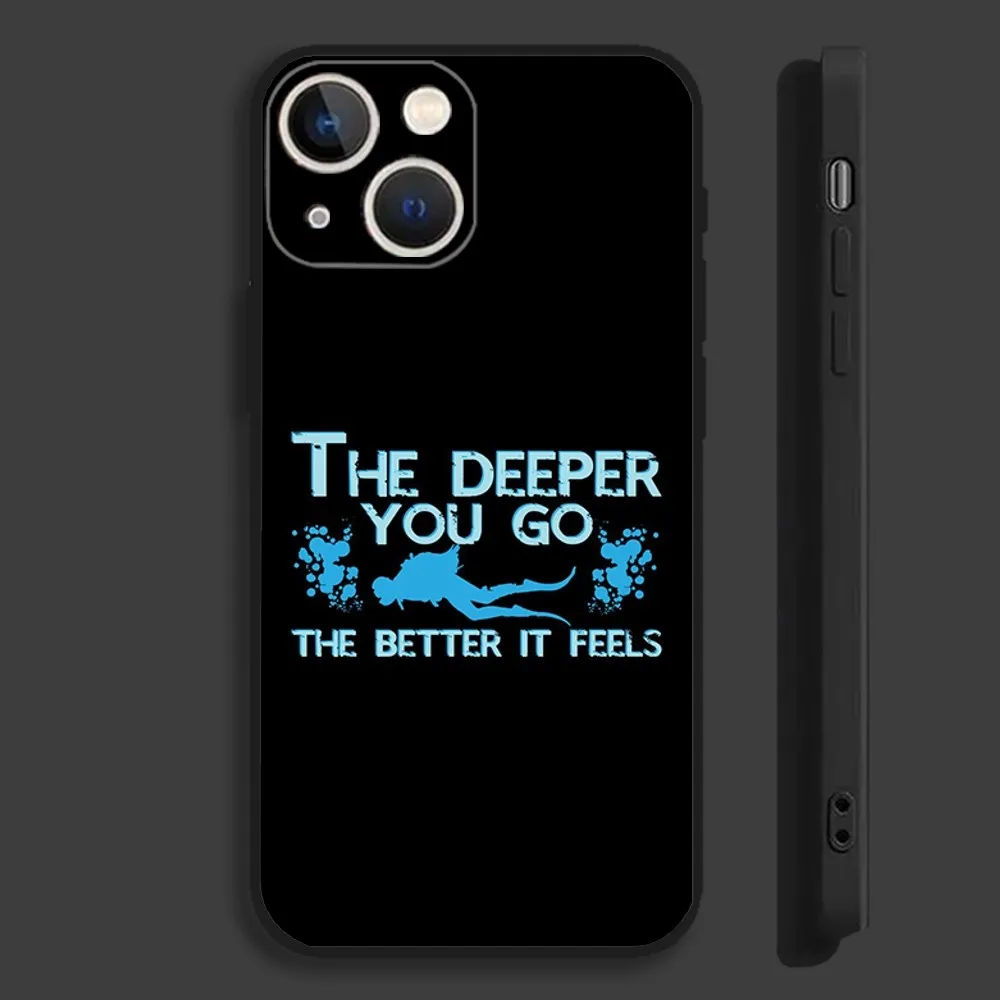 Scuba Diving Phone Case For iPhone 16,15,14,13,12,11,Pro,Max,Plus,Mini,X,XS,XR,8,7,6,S,SE Soft Black Case
