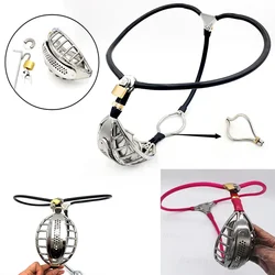 New Stainless Steel Invisible Male Chastity Belt Bundle Bird Cage Plugs Lockabke Device Penis Bondage with Anal Plug Sex Toys