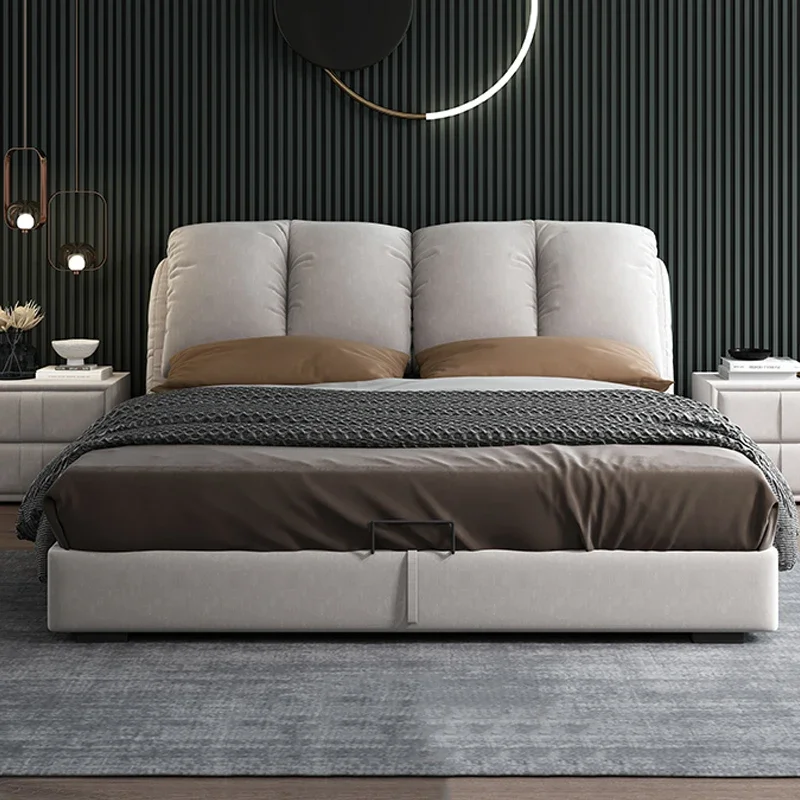 Queen size Full Soft Fabric Upholstered Bed Bedroom Furniture Italian Luxury Modern King Size Bedroom bed