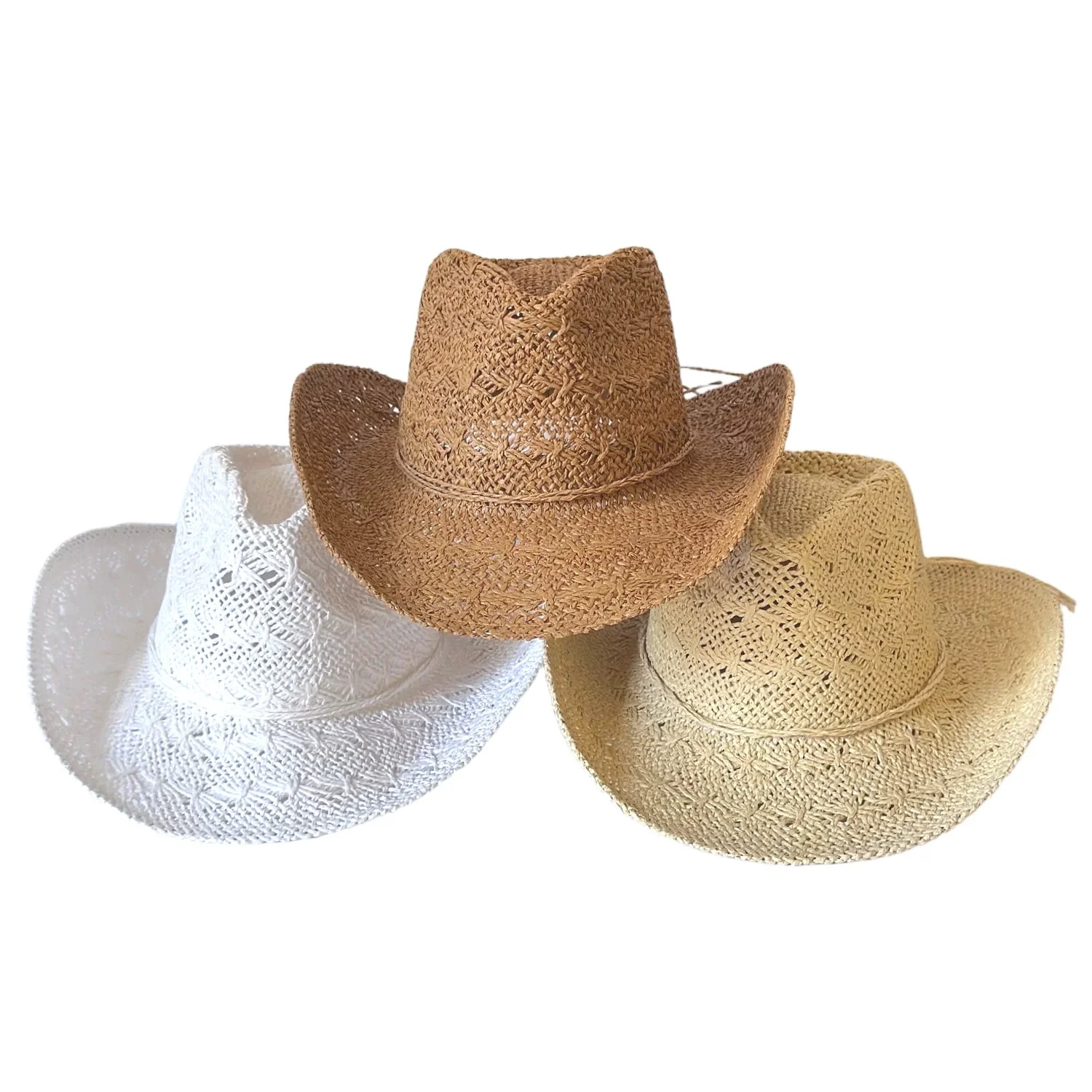 Fashionable Spring/Summer Outdoor Travel Sun Protection Beach Hats—Handcrafted Straw Hats and Trendy Cowboy Hats