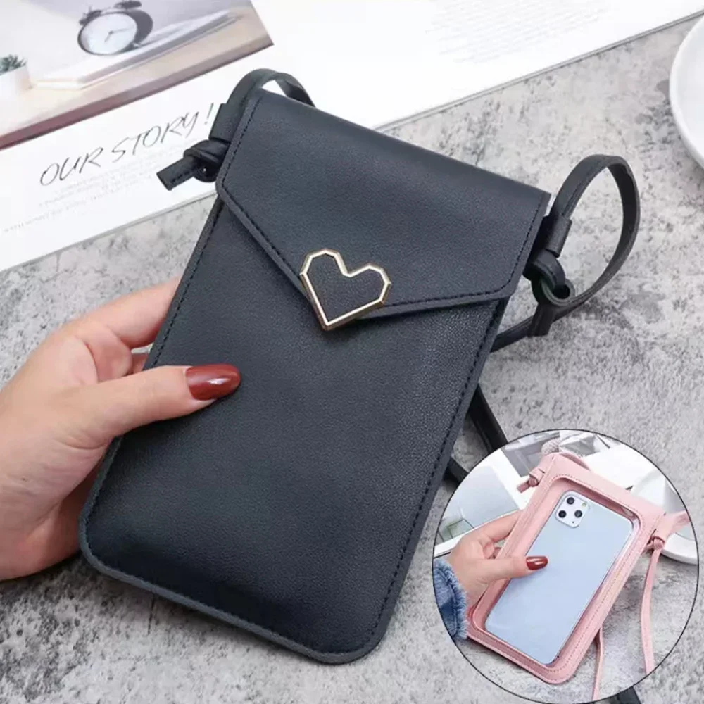 Mobile Phone Bag 2022 New Women Leather Wallets Card Holder Shoulder Messenger Bags Female Cell Phone Packet Organizer Handbag