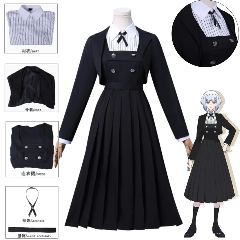 

Rock is a Lady’s Hobby Shiraya Tamaki Cosplay Costume Black School Uniform Rock Girl Pleated Skirt Blazer For Women Halloween