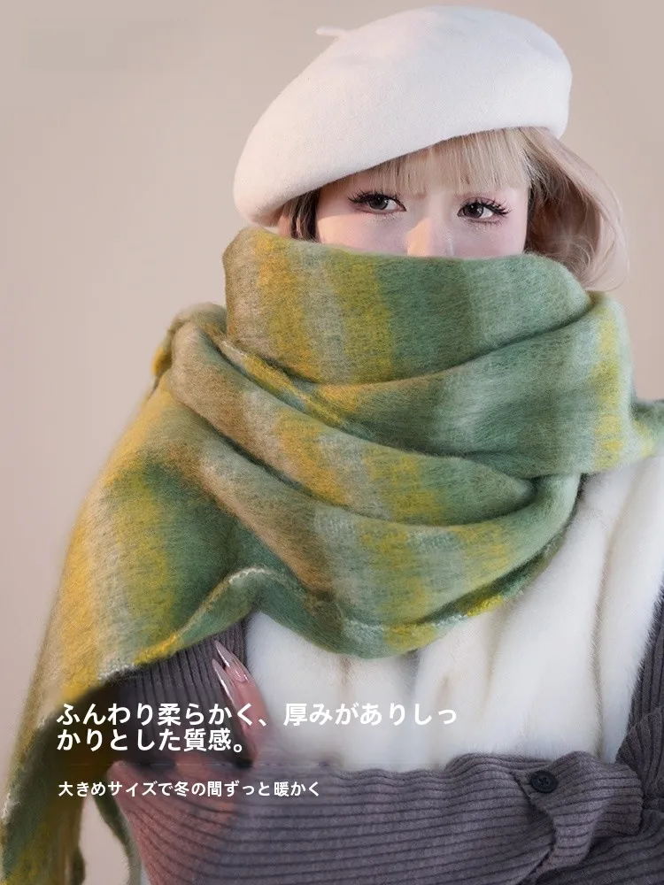 cacuss-レディース-スカーフ-レインボー-チェック柄-暖かい-多用途-韓国風-ショルダーラップ-冬用-アウターアクセサリー-エレガントな雰囲気