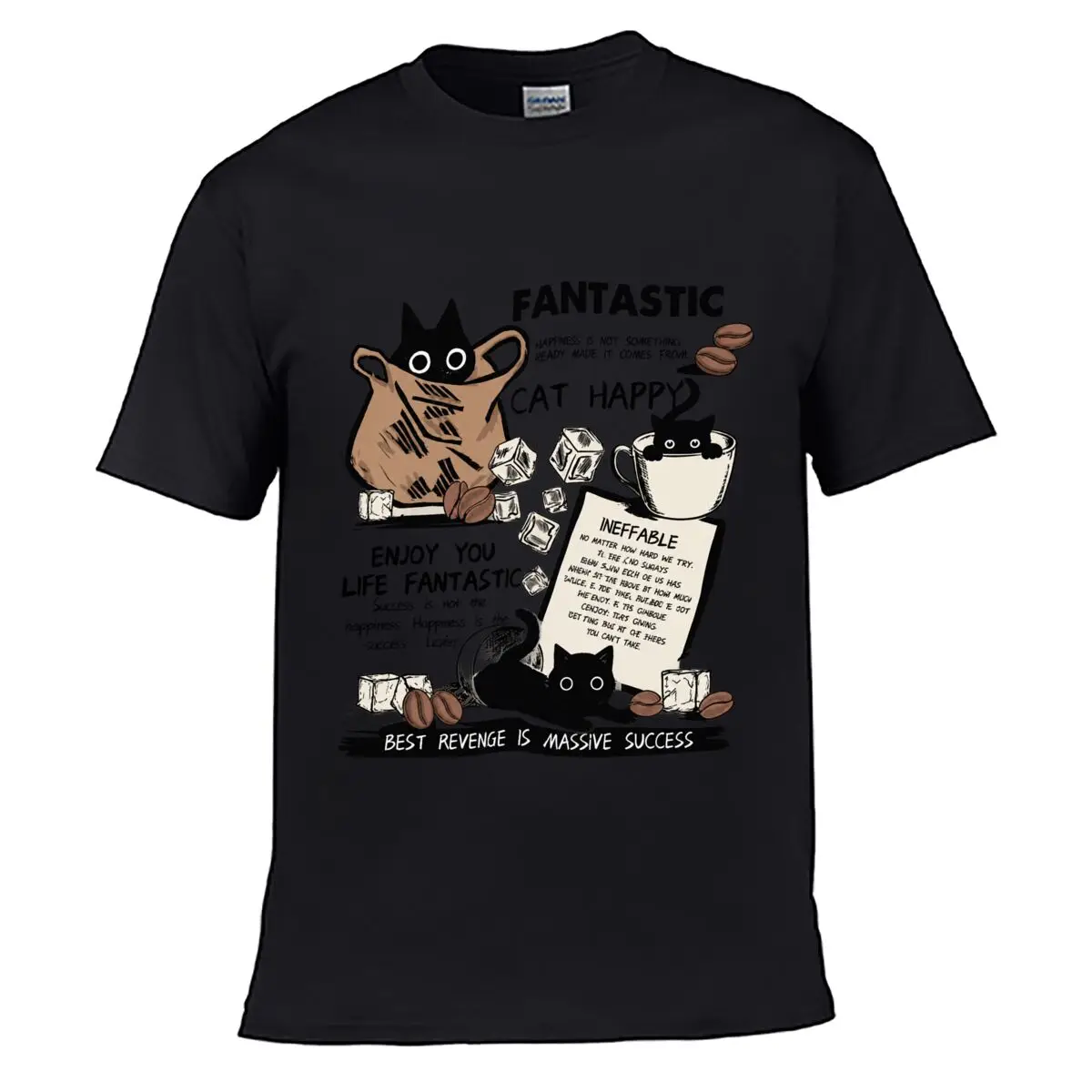 Fantastic Cat Happy Enjoy Your Life Success Quote Collage Street Loose Simple Tee