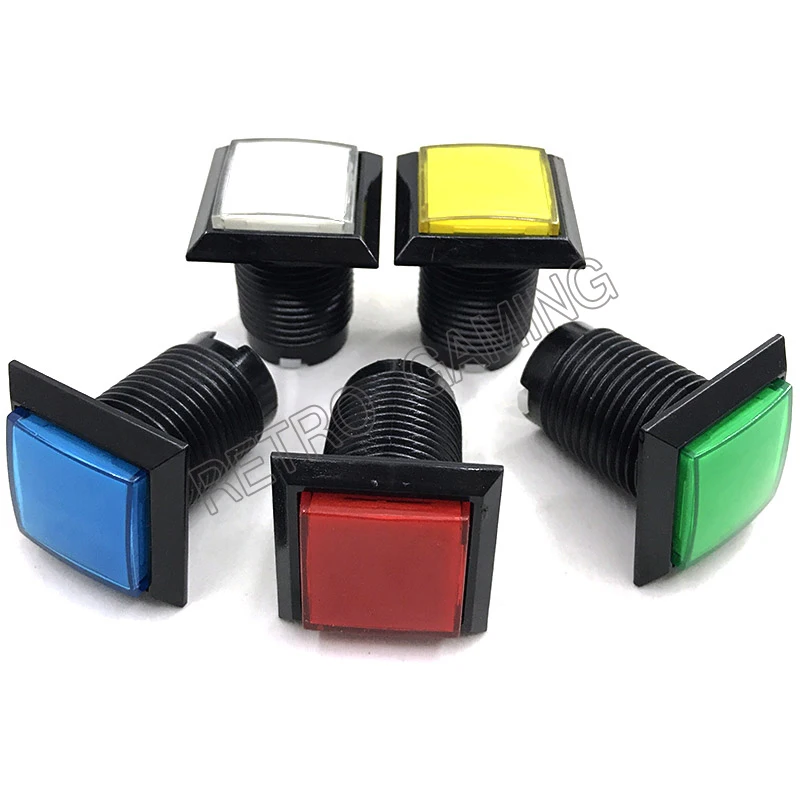 1pcs 32mm Square Arcade Button LED Illuminated Push Button With Microswitch for Arcade Games (DC 12V, 5 Colors)