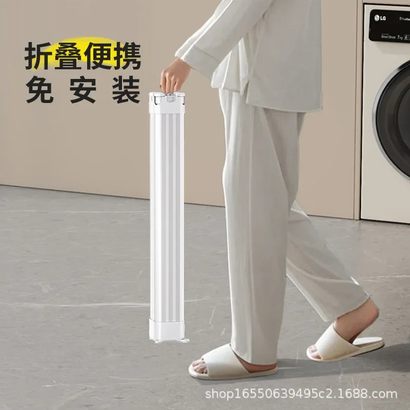Heavy Duty Floor Standing Clothes Drying Rack Foldable Laundry Hanger Thickened Metal Pole Multi Layer Garment Organizer for
