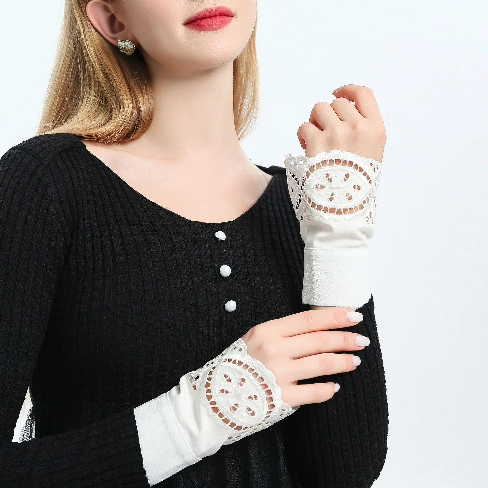 New Autumn Detachable Fake Sleeves for Womens Sweater Wrist Pleater Fake Cuff Decorative Sleeves Lace Ruffles Sleeve Cuff