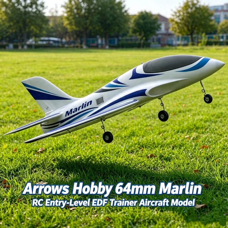 Hot Arrows Hobby 64mm Marlin 6CH Remote Control Entry-Level Ducted‑Fan Aircraft Training Model RC Fall-Resistant Fixed-Wing Toy