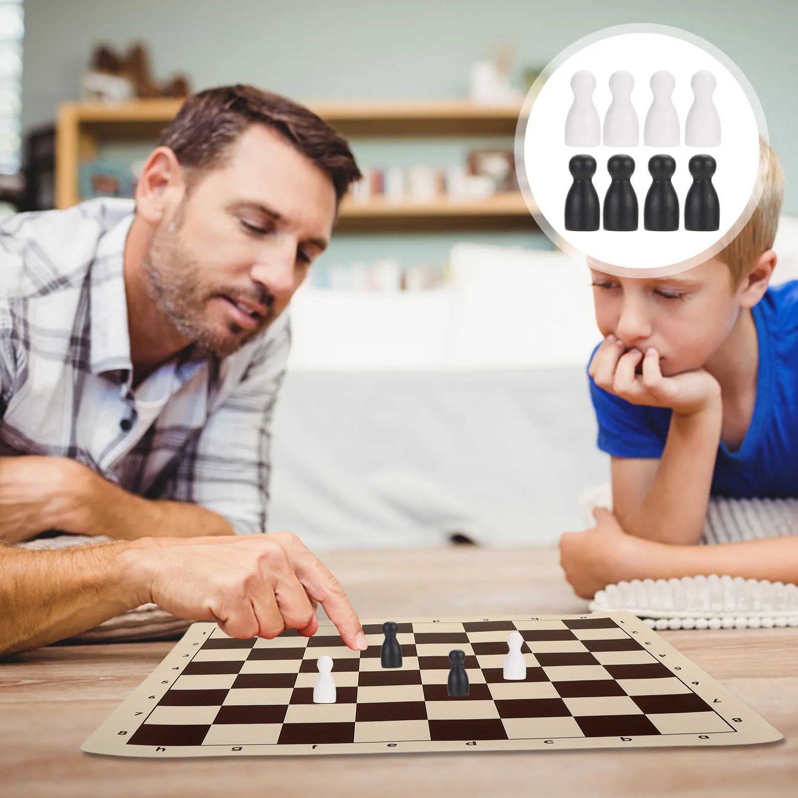 

48Pcs Wooden Chess Pieces Flight Chess Chessman Board Game Replacement Accessories for Kids Logical Thinking Educational