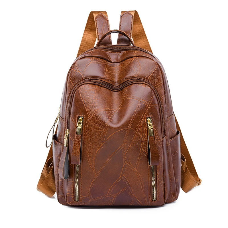 2024 Luxury Women\'s Leather Backpacks For Girls Sac A Dos Casual Daypack Vintage Backpack School Bags For Girls Mochila Rucksack