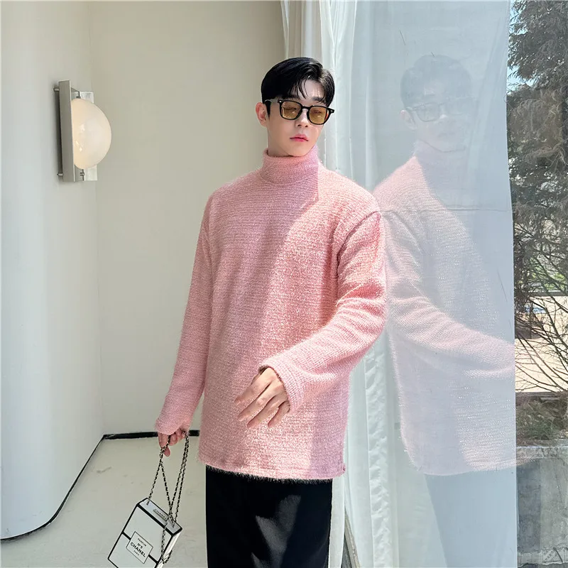 

Новая коллекция 2025: Мужской трикотаж из шелковистой смесовой ткани с высоким воротником, повседневный, стильный, модный, из полиэстера.