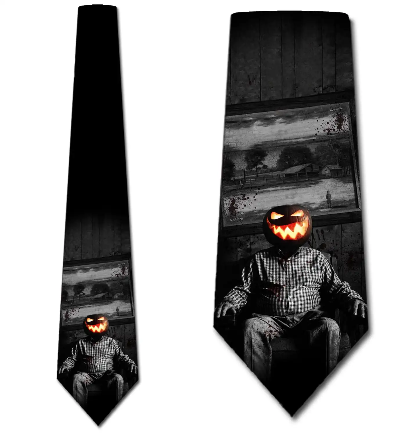Jack-O-Lantern Ties Mens Halloween Tie Pumpkin Necktie by Three Rooker