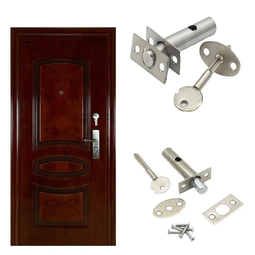 1set Steel Invisible Lock Core Hardware Pipe Tube Security Door Well Locks For Fireproof Escape Mortise Aisle Lock