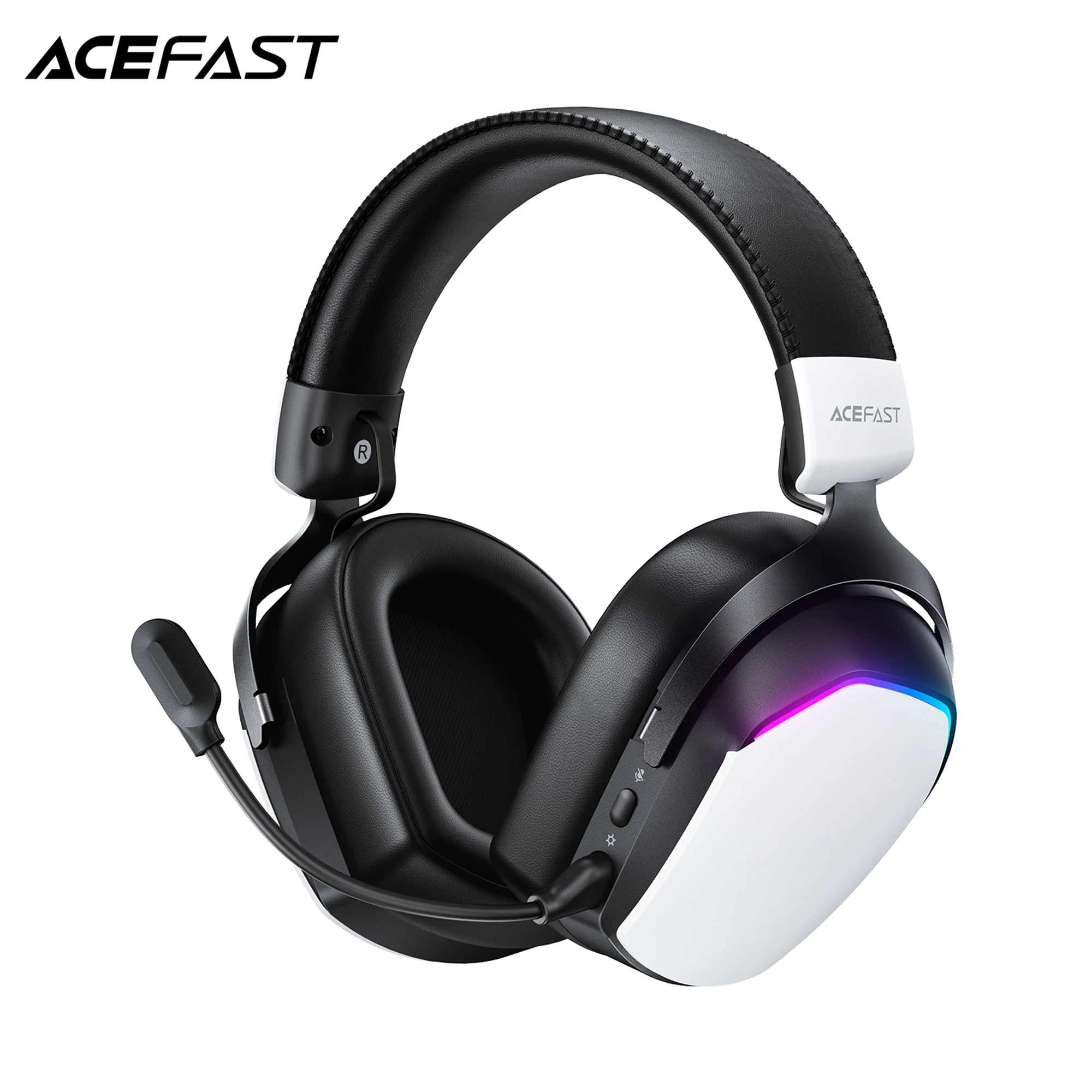 ACEFAST Ultra Low Latency Gaming Wireless Headphone with RGB Light Detachable Mics 50MM Driver Speaker 2.4G Bluetooth Earphones