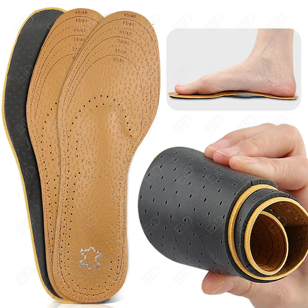 

Leather Insole For Shoes Men women Comfortable Deodorant EVA Orthotic Insoles Flat Feet Lightweight Leather Flats Shoe Soles