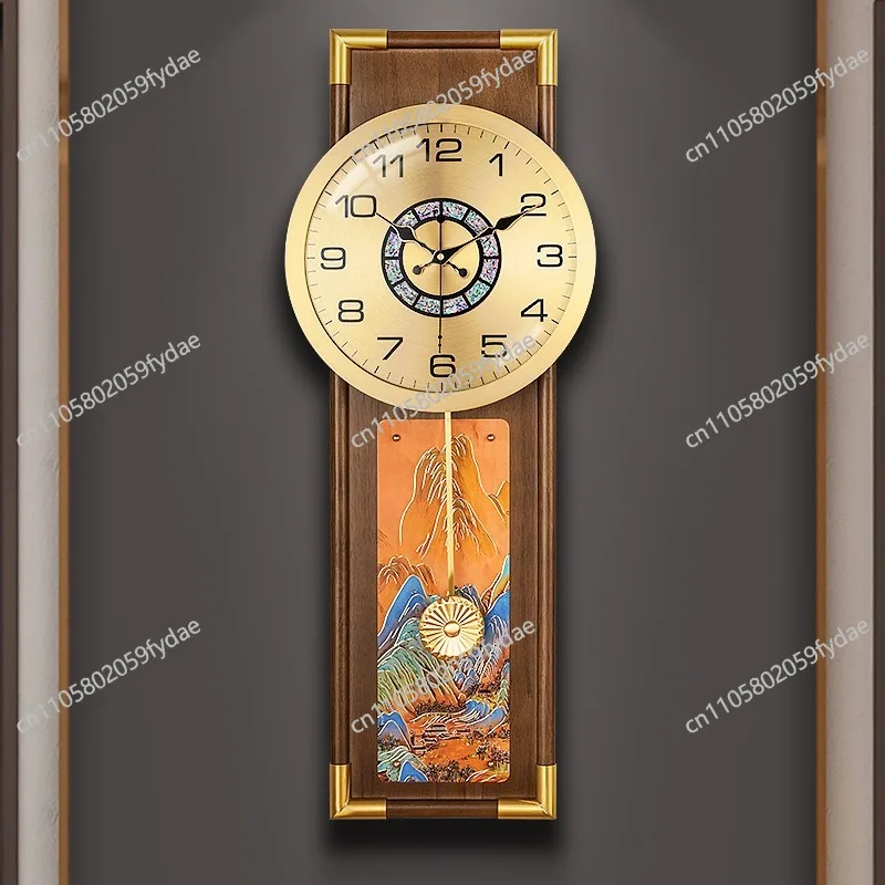 New Chinese Brass Fulu Watch Art Classical Quartz Clock Light Luxury Silent Wall Clock